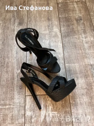 Нови секси елегантни сандали висок ток черни лека платформа номер 39, снимка 7 - Сандали - 47364779