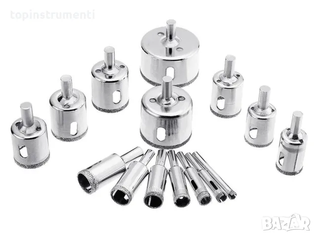Комплект 15бр. диамантени боркорони за керамика, фаянс и стъкло, 6-50 мм, (06277), снимка 3 - Диамантени и режещи инструменти - 47436319