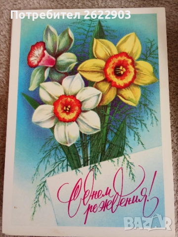 Руски поздравителни картички за рожден ден, снимка 2 - Колекции - 52413061