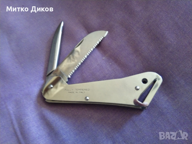 Нож назъбен за лява ръка нов Clipper fully tempered made in italy 120х75мм, снимка 6 - Ножове - 36245660