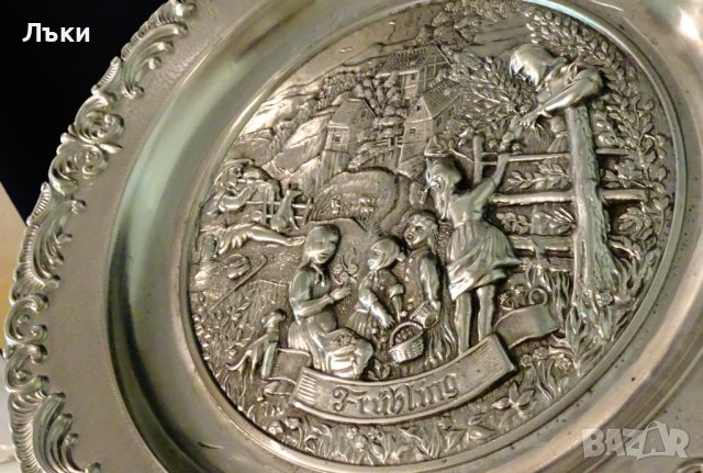 Пано,чиния за стена от калай Пролет. , снимка 4 - Антикварни и старинни предмети - 40951527
