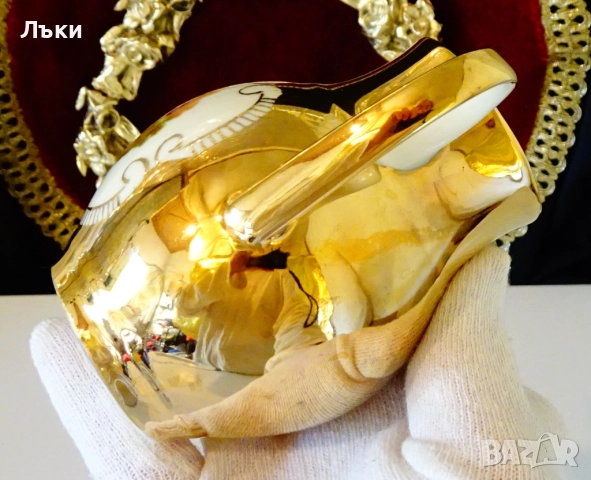 Каничка баварски порцелан,злато,картина,250 мл. , снимка 4 - Антикварни и старинни предмети - 52267939