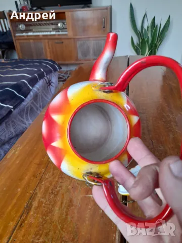 Стар емайлиран чайник #71, снимка 6 - Други ценни предмети - 48991325