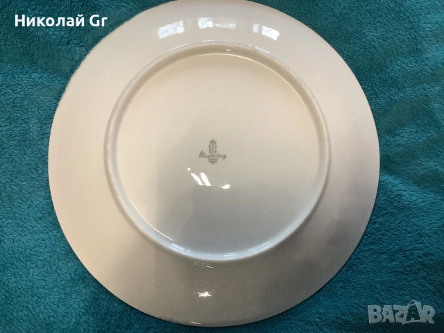 Порцеланова чиния  позлата ръчно рисувана  произведено в Германия  1950 години отличен състояние, снимка 4 - Антикварни и старинни предмети - 53197704