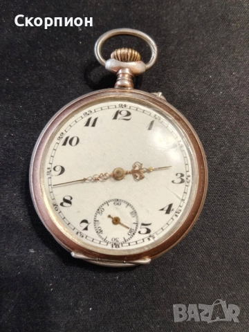 Швейцарски СРЕБЪРЕН джобен часовник 1901г. с позлата - 6 РУБИНА - ПРОМОЦИЯ