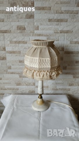 Голяма стара мраморна лампа - нощна лампа - 1970 година, снимка 2 - Антикварни и старинни предмети - 35826840