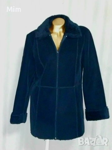 Fashion Concept M/L Черен кожух от велур с мека подплата 