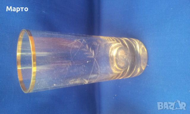 Калиево стъкло, 6 чашш, кана, гравюра, снимка 5 - Антикварни и старинни предмети - 36161987