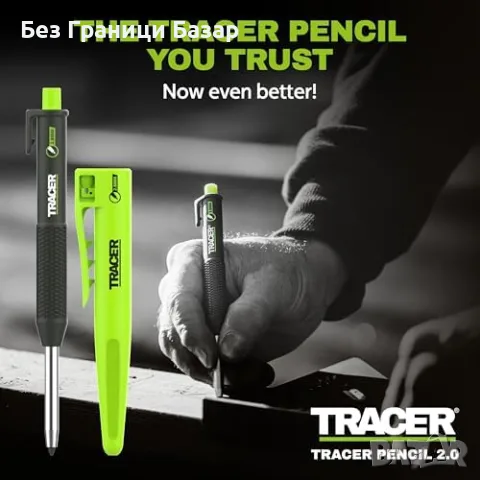 Нов Метален строителен молив Tracer Pencil 2.0 за дърво метал плочки с 12 графита и кобур, снимка 12 - Други инструменти - 55943396