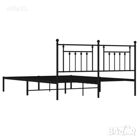 vidaXL Метална рамка за легло с горна табла, черна, 160x200 см, снимка 8 - Спални и легла - 56147298