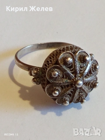 Сребърен Възрожденски стил пръстен филигранна изработка с гранулация 52779, снимка 9 - Пръстени - 53044357