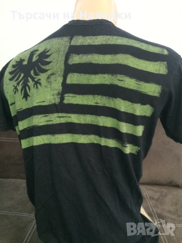 Мъжка тениска Affliction American Customs Black & Green Skull, снимка 2 - Тениски - 50872727