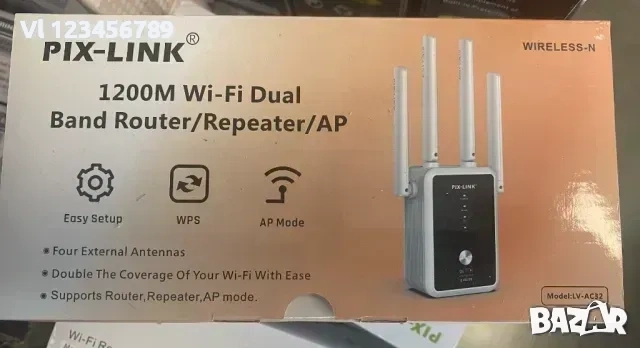 PIX-LINK AC32 двулентов безжичен ретранслатор AC1200Mbps 2.4G 5GHz Wifi рутер Extender AP , снимка 2 - Други - 53843883