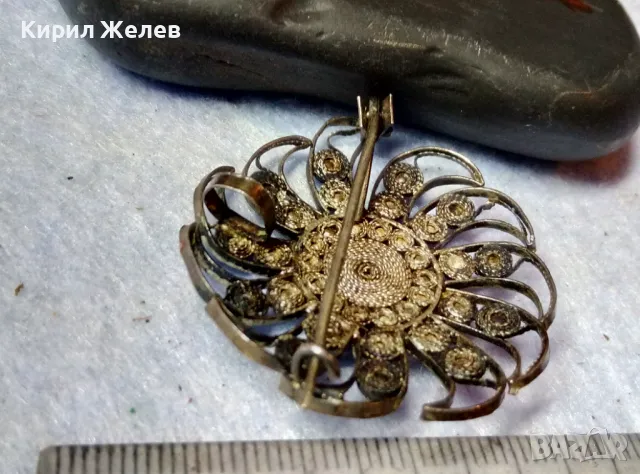 СТАРИННА ФИЛИГРАННА СКЪПОЦЕННА СРЕБЪРНА БРОШКА УНИКАТ ЛАКИРАНО СРЕБРО ВИСОКА ПРОБА с МАРКАЗИТ 43247, снимка 10 - Антикварни и старинни предмети - 48467993