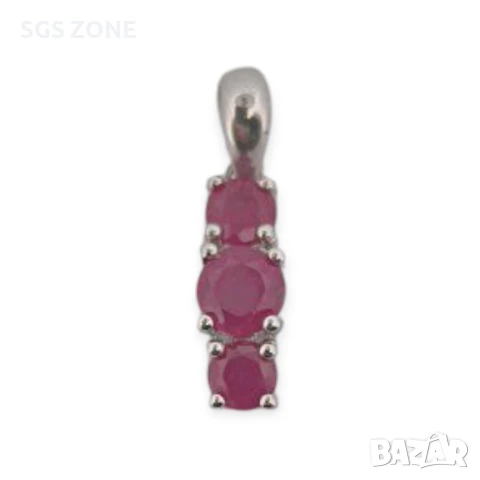 СРЕБЪРЕН МЕДАЛЬОН С РУБИН, САПФИР, ИЗУМРУД , снимка 6 - Колиета, медальони, синджири - 51143762