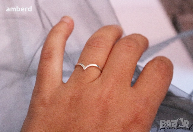 Нежен сребърен пръстен - модел R058, снимка 4 - Пръстени - 53557026