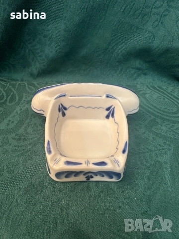 Ваза телефон-пепелник Гжел, нови, снимка 2 - Антикварни и старинни предмети - 52885171