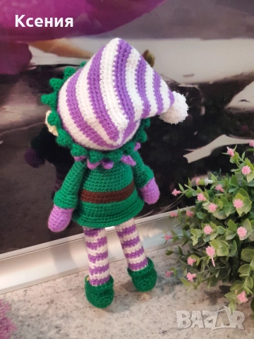 Плетена играчка Елф, Плетени, ръчно изработени, Подарък за Коледа, снимка 4 - Плюшени играчки - 52064356