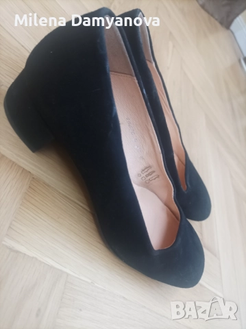 Елегантни дамски обувки от черен естествен велур , снимка 3 - Дамски обувки на ток - 52108198