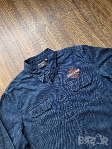 Страхотна мъжка дънкова риза HARLY DAVIDSON, размер XL, снимка 5 - Ризи - 52800667