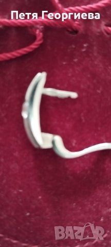 Сребърни обици с циркон, снимка 3 - Обеци - 44385341
