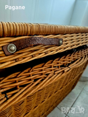 Автентичен голям плетен сандък - ретро стил, снимка 3 - Антикварни и старинни предмети - 53291998