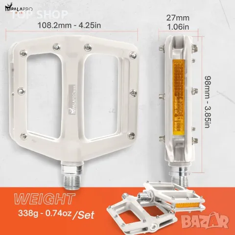 IMPALAPRO - Велосипедни педали със светлоотразители от найлоново влакно със закрепен лагер 9/16", снимка 6 - Части за велосипеди - 49552024