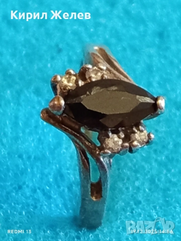 Винтидж сребърен пръстен с ювелирно инкрустиран диамант МОЙСЕНИТ майсторска ръчна изработка 11893, снимка 4 - Пръстени - 52848109