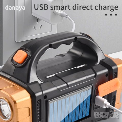 3770 Мощен ярък соларен фенер с дръжка LED COB светлина 38 W, снимка 4 - Къмпинг осветление - 41162922