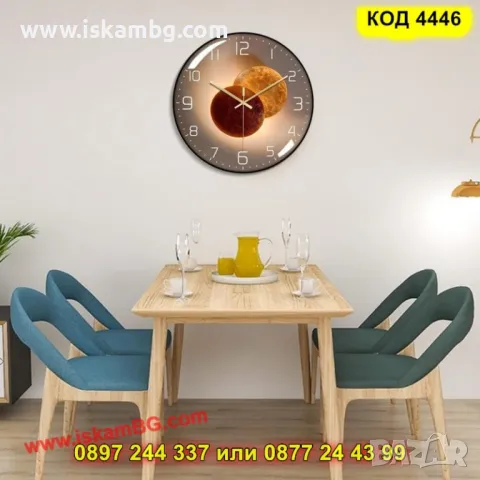 Елегантен,безшумен стенен часовник - с черен корпус - КОД 4446, снимка 5 - Стенни часовници - 49849402