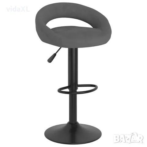 vidaXL Бар табуретки, 2 бр, тъмносиви, кадифе, снимка 3 - Столове - 56146989