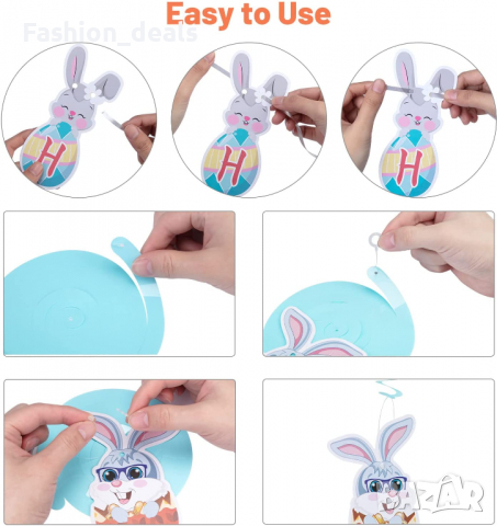 Нов банер за Великден Украса Гирлянд заек яйце морков Декор стая парти, снимка 4 - Други - 36283843