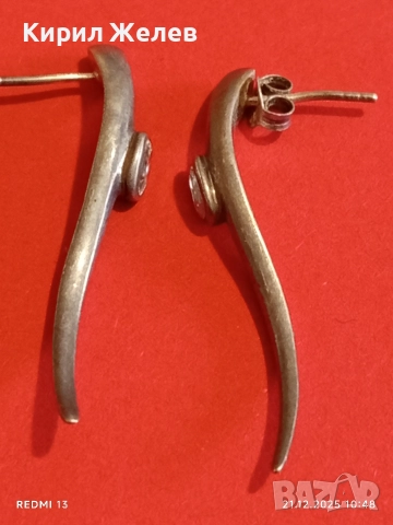 Елегантни сребърни обеци с нежна извивка и инкрустирани кристали 27231, снимка 6 - Обеци - 52863855