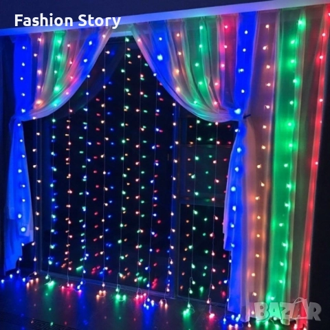 Коледна завеса от лампички / Цветове - Студено бяло, топло бяло, шарено. / 320лед светлини, дължина , снимка 4 - Лед осветление - 51545105