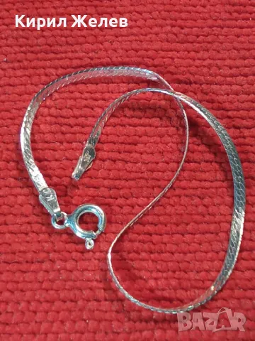 НЕЖНА ЛЕНТОВИДНА МАРКОВА СРЕБЪРНА ГРИВНА СРЕБРО 925 K. C ITALY с БЯЛА ПОЗЛАТА 20965, снимка 14 - Гривни - 49605949