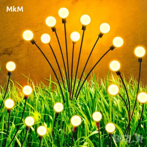 Соларни светлини Firefly, верига om броя 4 лампи с 8 LED слънчеви градински светлини , снимка 1