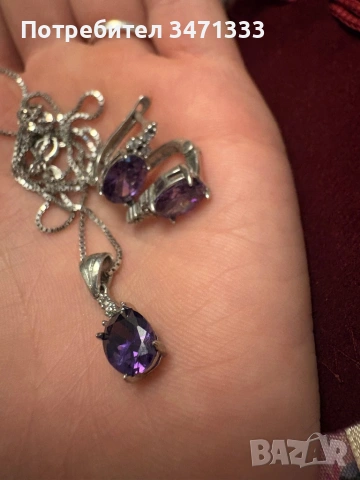 Сребърно колие + сребърни обеци, снимка 4 - Бижутерийни комплекти - 53142914