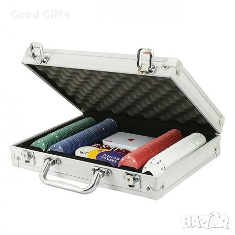 Комплект за покер в алуминиево куфарче , 200 чипа