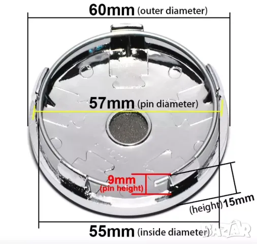 Комплект 4 броя капачки за джанти Fiat ABARTH – 60мм, снимка 3 - Аксесоари и консумативи - 41434752