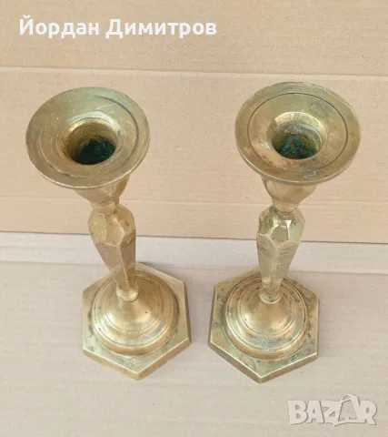 месингови свещници, снимка 3 - Антикварни и старинни предмети - 56155425