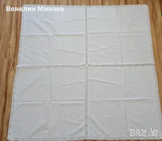 Бяла покривка с бродерия