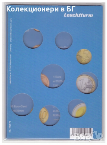 СПЕЦИАЛНА ОПАКОВКА /ХОЛДЕР/ "LEUCHTTURM" ЗА БЪЛГАРСКИ ЕВРОМОНЕТИ, снимка 4 - Нумизматика и бонистика - 53664930
