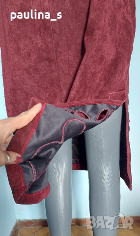 Червена велурена пола с бродерии / Турция , снимка 4 - Поли - 44585796