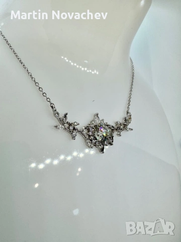 Сребърно колие с мойсанит (Диамант) 1 карат, снимка 3 - Колиета, медальони, синджири - 53647908