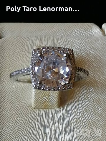 Нов сребърен пръстен с Цирконий в правоъгълна форма