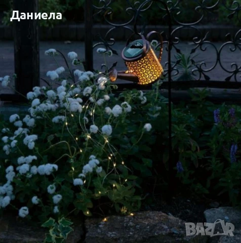 Декоративна соларна лампа със светлинни спринклери – ефект „водопад“, 60 LED, топла бяла светлина, снимка 7 - Декорация за дома - 50667962