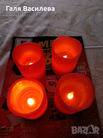 4 броя LED свещи с включени батерии, снимка 3 - Лед осветление - 52630947