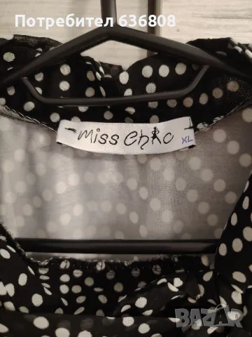 Дамска блуза/риза на бели точки, XL/L, снимка 3 - Ризи - 50081792