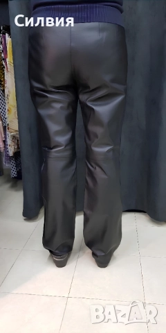 НОВ дамски лъскав кожен панталон от истинска естествена кожа, размер L, от Италия, снимка 2 - Панталони - 52548047