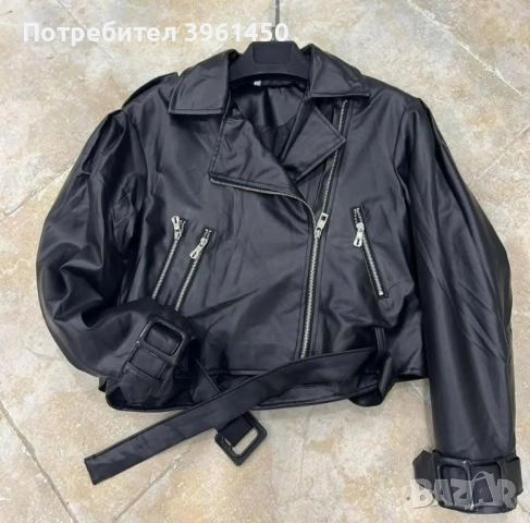 кожено яке свободен силует, снимка 2 - Якета - 51436016